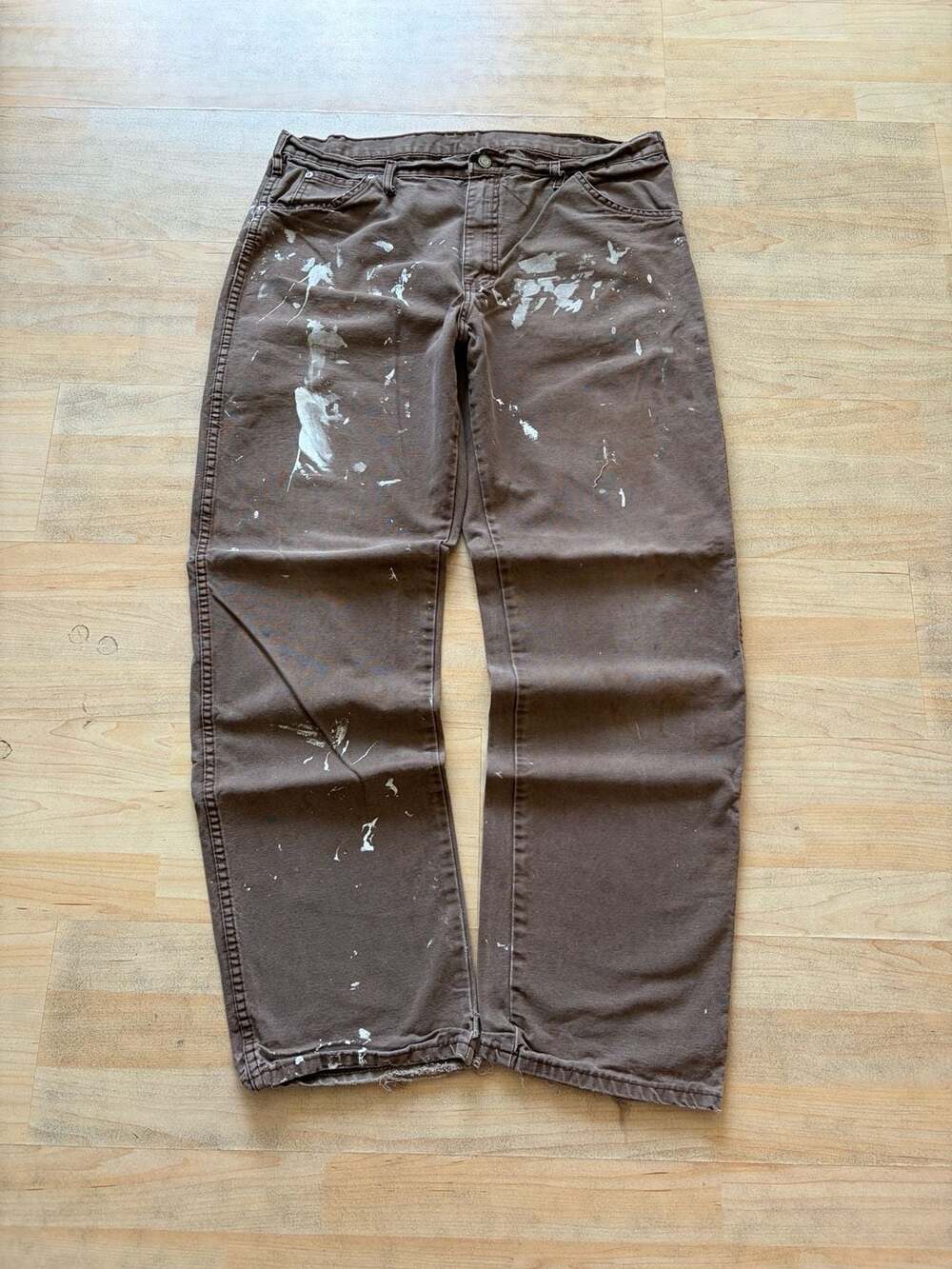 Dickies Duck Canvas Painter Pants Size 36x34 Brown Distressed
